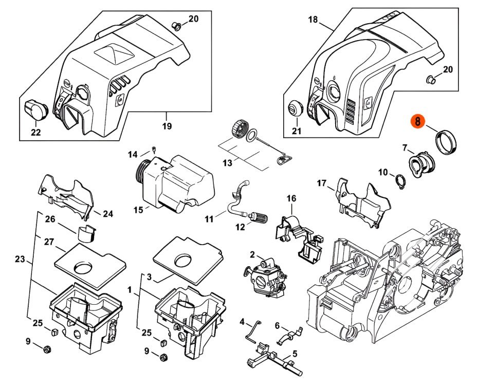 Хомут впускного патрубка для бензопилы штиль 180