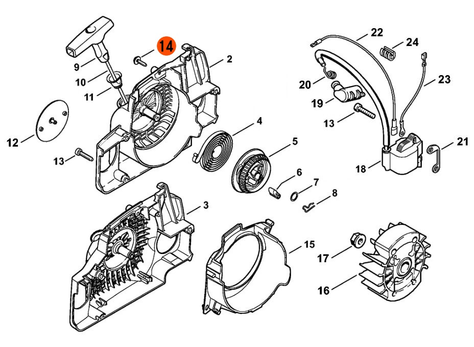 Винт ручки тормоза для бензопилы штиль 180