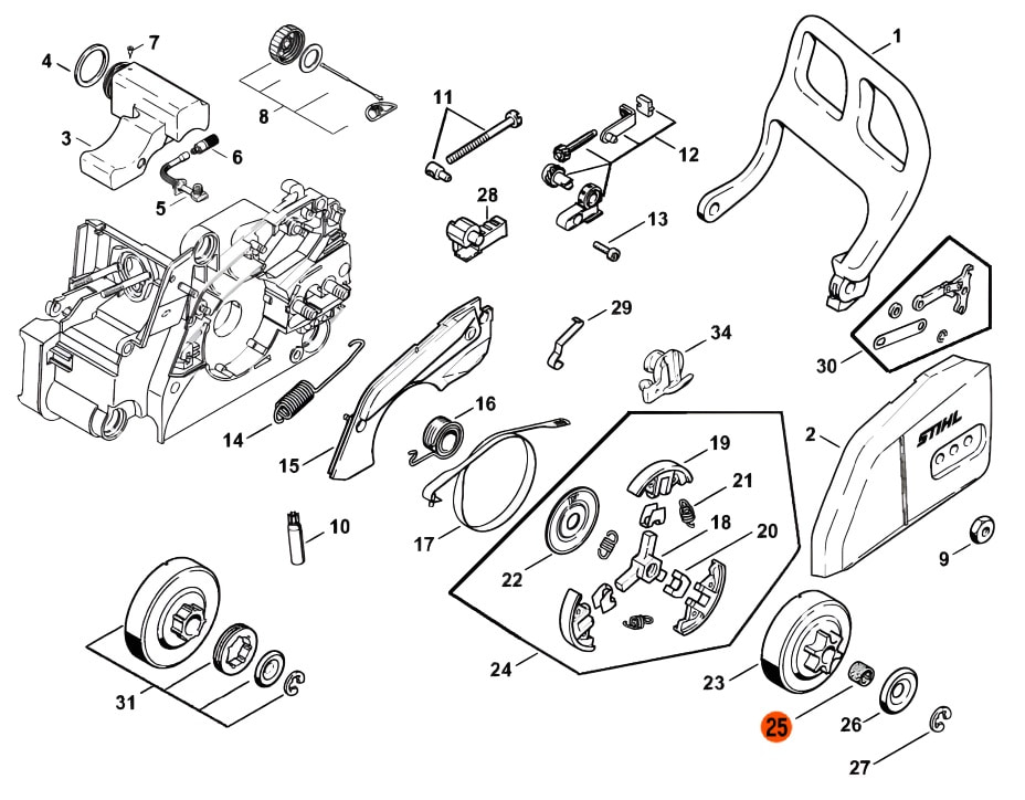 Подшипник игольчатый для бензопилы штиль 180