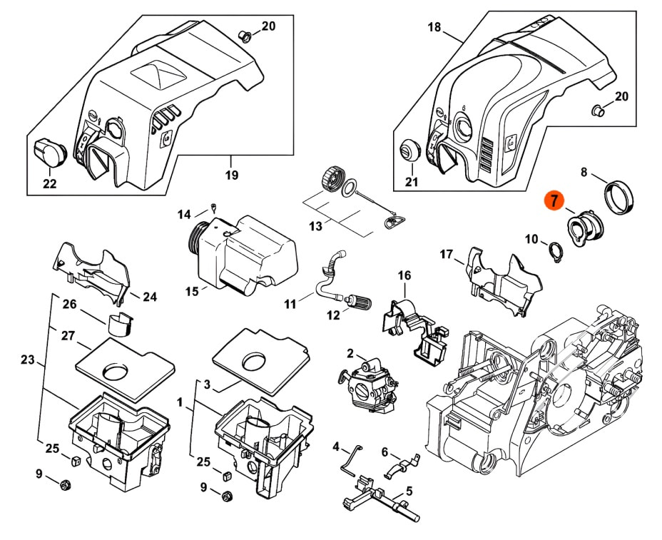 Впускной патрубок для бензопилы штиль 180