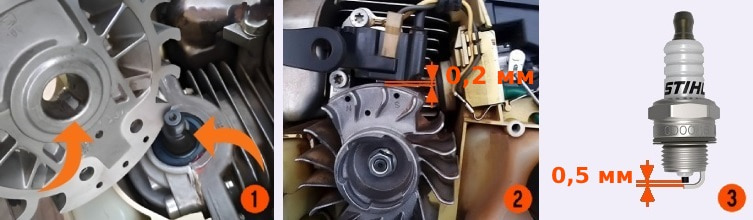 Как выставить зажигание на бензопиле stihl 180