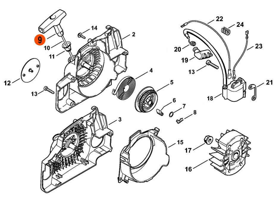 Ручка стартера для бензопилы штиль 180