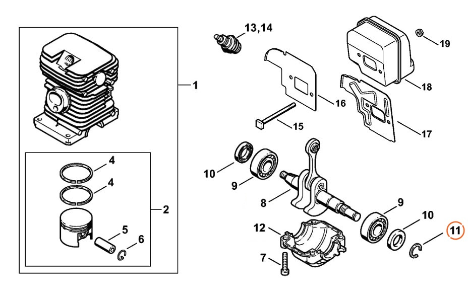 Кольцо стопорное коленвала штиль 180