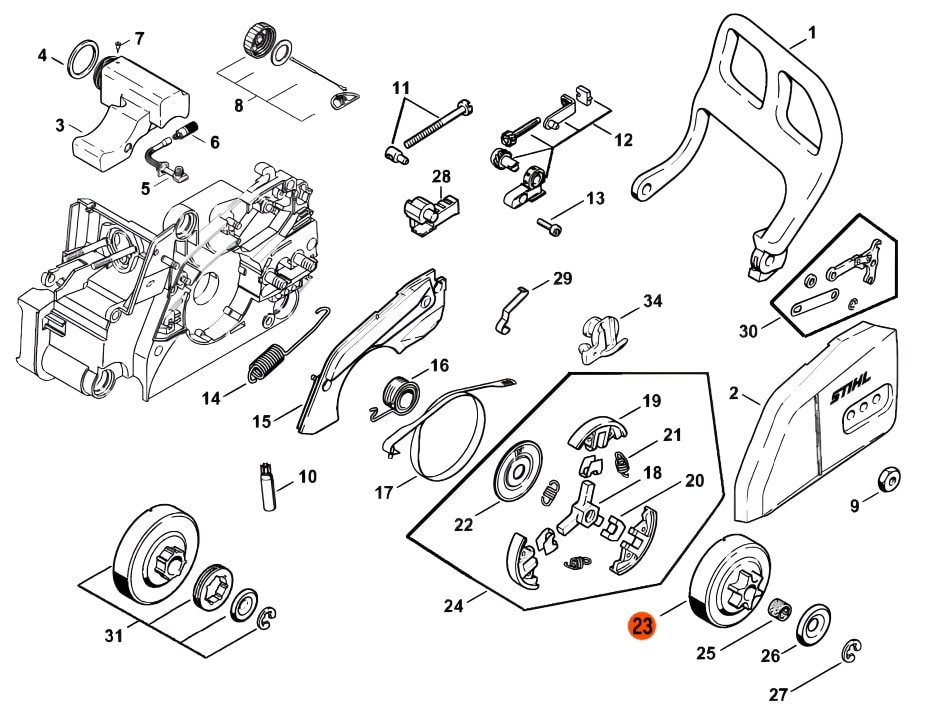 Звездочка ведущая для бензопилы штиль 180