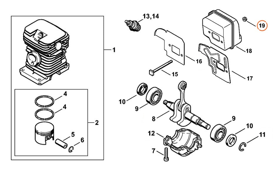 Гайка глушителя нового образца штиль 180