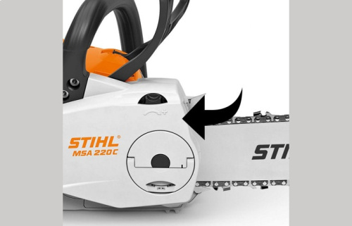 STIHL MSA 220 C-B - быстрое натяжение цепи без использования инструментов
