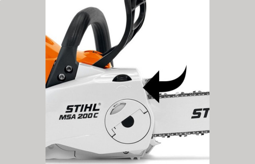 STIHL MSA 200 C-BQ - быстрое натяжение цепи без использования инструментов