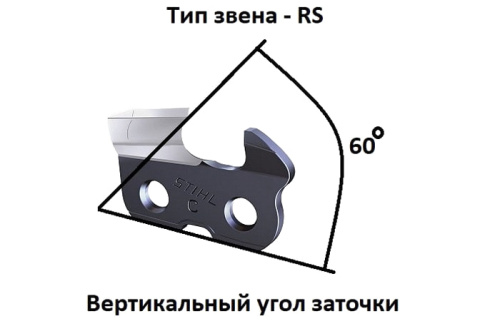 Угол заточки цепи STIHL 0,325-1,5-64 RS