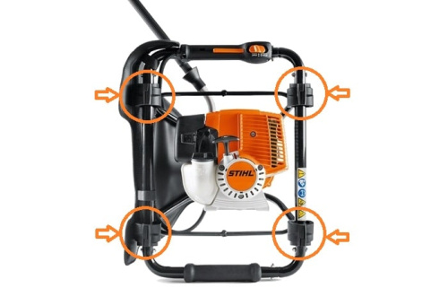 STIHL BT 131 - система амортизации с четырьмя резиновыми буферами