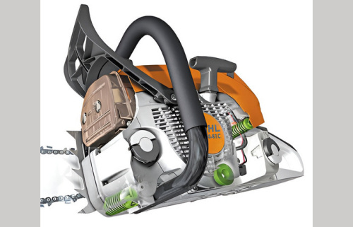 STIHL MS 211 - система амортизации со стальными пружинами